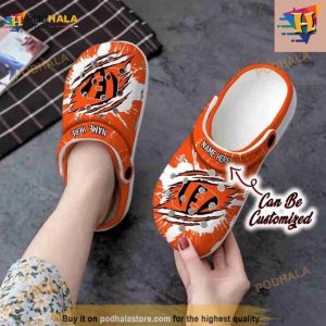 Personalized Cincinnati Bengals Football Ripped Claw Crocs Clog Shoes 2