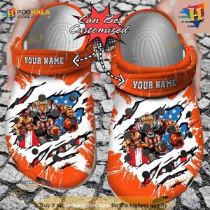 Personalized Cincinnati Bengals Mascot Ripped Flag Crocs Clog Shoes