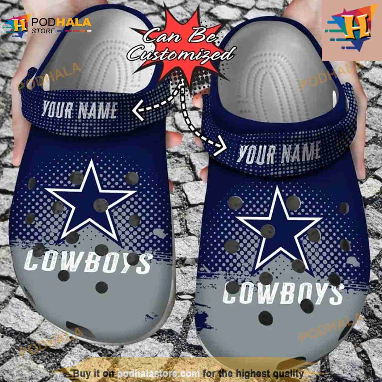 Personalized Dallas Cowboys Half Tone Drip Flannel Crocs Clog