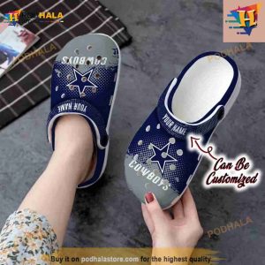 Personalized Dallas Cowboys Half Tone Drip Flannel Crocs Clog Shoes 2