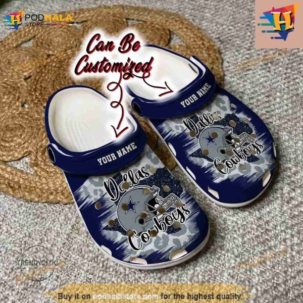 Personalized Dallas Cowboys Helmets Cheetah Leopard Crocs Clog Shoes