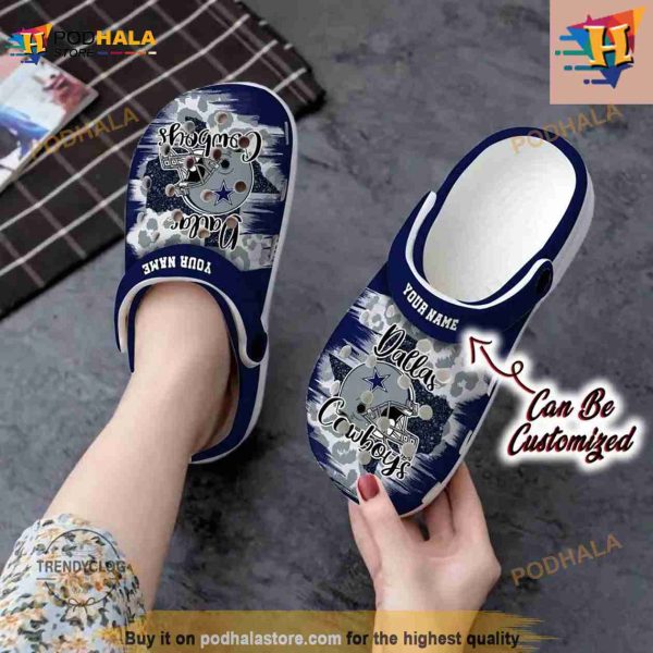 Personalized Dallas Cowboys Helmets Cheetah Leopard Crocs Clog Shoes