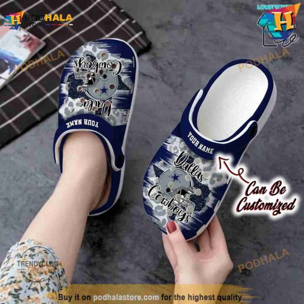 Personalized Dallas Cowboys Helmets Cheetah Leopard Crocs Clog Shoes