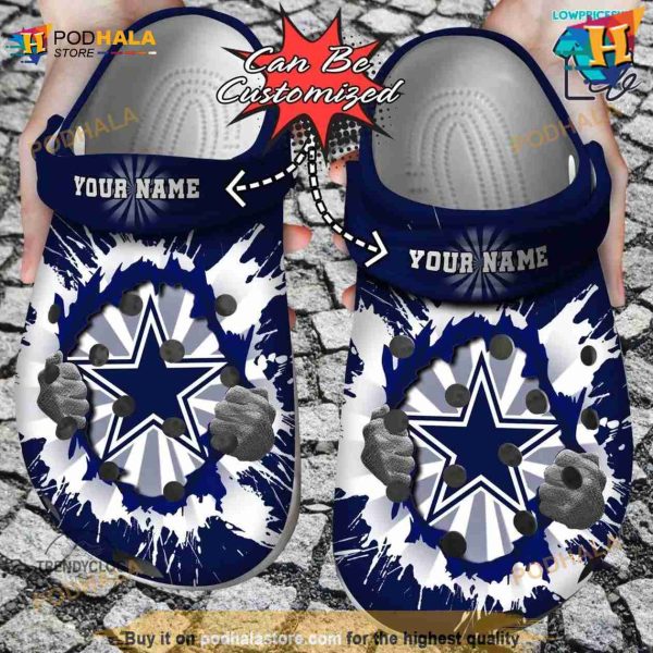 Personalized Dallas Cowboys Helmets Cheetah Leopard Crocs Clog Shoes