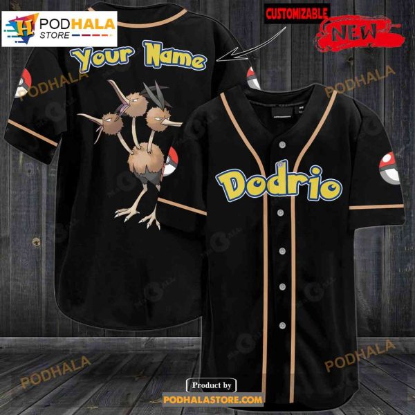 Personalized Dodrio Black Baseball Jersey