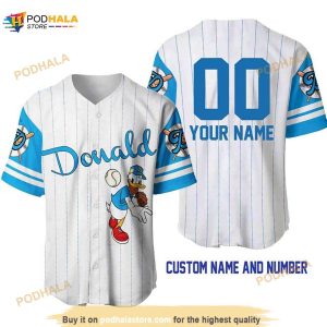 Personalized Donald Duck All Over Print Pinstripe 3D Baseball Jersey