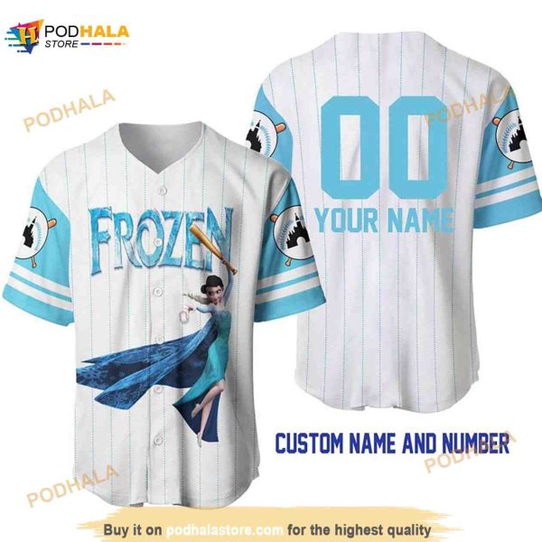Personalized Elsa Princess Frozen Pinstripe 3D Baseball Jersey