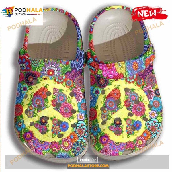 Personalized Floral Hippie Sign Crocs Shoes Clogs For Women