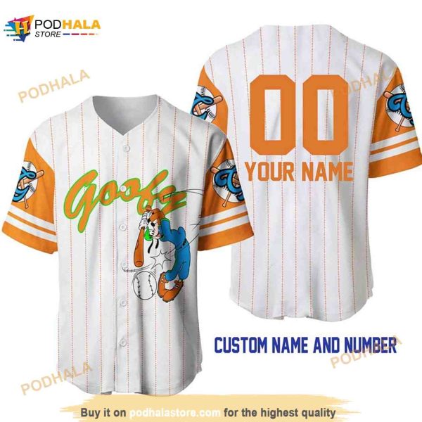 Personalized Goofy Dog All Over Print Pinstripe 3D Baseball Jersey