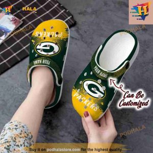 Personalized Green Bay Packers Half Tone Drip Flannel Crocs Clog Shoes 2