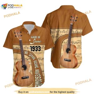 Personalized Guitar Years Of Being Awesome Hawaiian Shirt, Guitar Strap Shirt