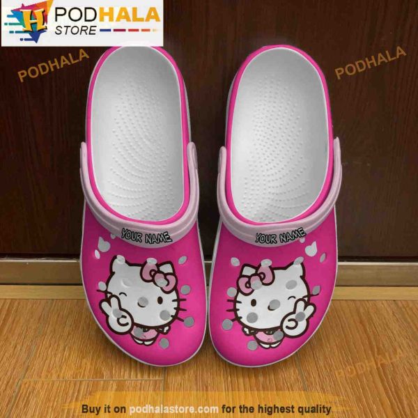 Personalized Hello Kitty Pink 3D Crocs, Funny Crocs