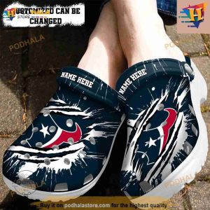 Personalized Denver Broncos Football Ripped Claw Crocs Clog Shoes