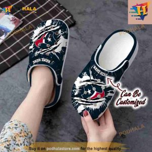 Personalized Houston Texans Football Ripped Claw Crocs Clog Shoes 2