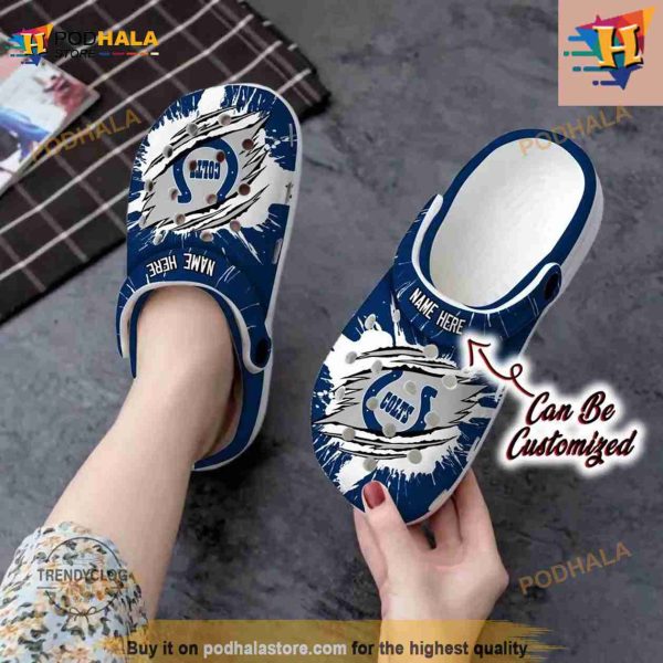 Personalized Indianapolis Colts Football Ripped Claw Crocs Clog Shoes