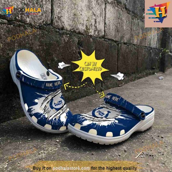 Personalized Indianapolis Colts Football Ripped Claw Crocs Clog Shoes