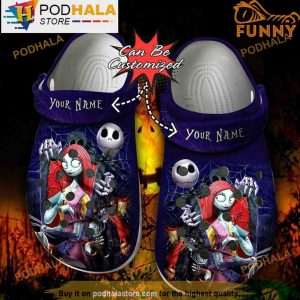 Personalized Jack And Sally In Love Halloween 3D Crocs