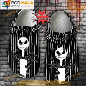 Personalized Jack Skellington Nightmare Black 3D Crocs Halloween