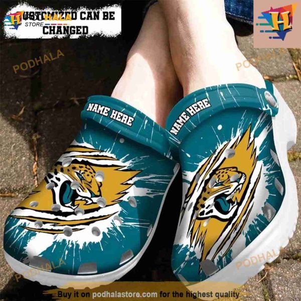 Personalized Jacksonville Jaguars Football Ripped Claw Crocs Clog Shoes