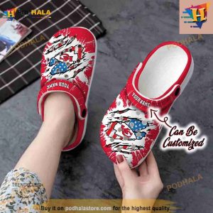 Personalized Kansas City Chiefs Football Ripped American Flag Crocs Clog Shoes 2