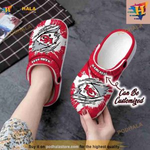 Personalized Kansas City Chiefs Football Ripped Claw Crocs Clog Shoes