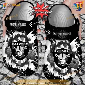 Personalized Las Vegas Raiders Hands Ripping Light Crocs Clog