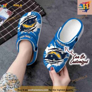 Personalized Los Angeles Chargers Football Ripped Claw Crocs Clog Shoes