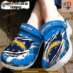 Personalized Los Angeles Chargers Football Ripped Claw Crocs Clog Shoes 2
