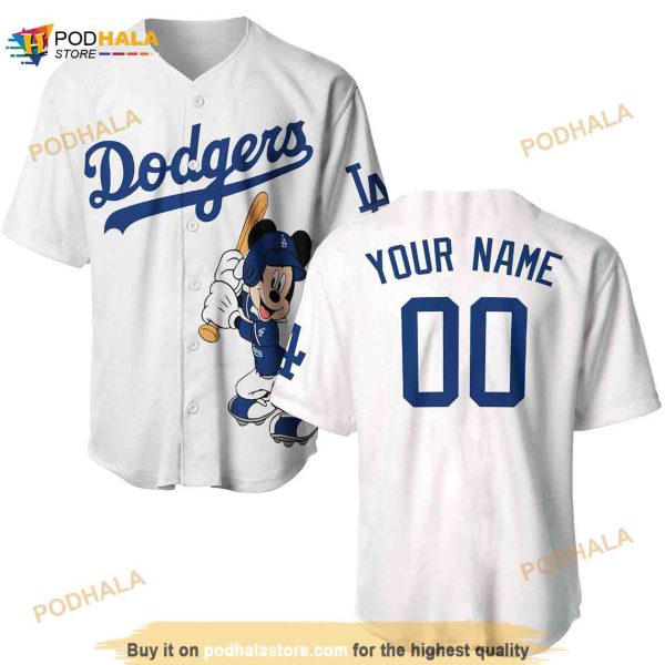Personalized Los Angeles Dodgers Mickey Mouse Unisex 3D Baseball Jersey