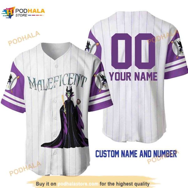 Personalized Maleficent All Over Print Pinstripe 3D Baseball Jersey