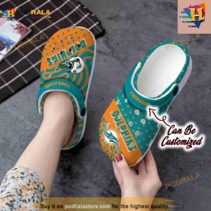Personalized Miami Dolphins Polka Dots Colors Crocs Clog Shoes