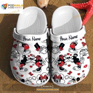 Personalized Mickey And Minnie Kiss Disney Custom Couple Mouse Crocs Clog Shoes