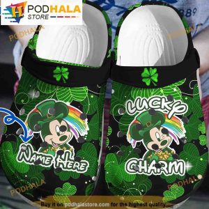Personalized Mickey Mouse Lucky St Patricks Day Disney Crocband 3D Crocs Clog Shoes