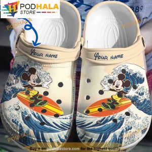 Personalized Mickey Surfing Disney Crocband 3D Crocs Clog Shoes