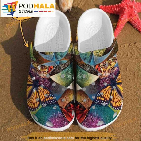 Personalized Name Abstract Butterfly 3D Crocs