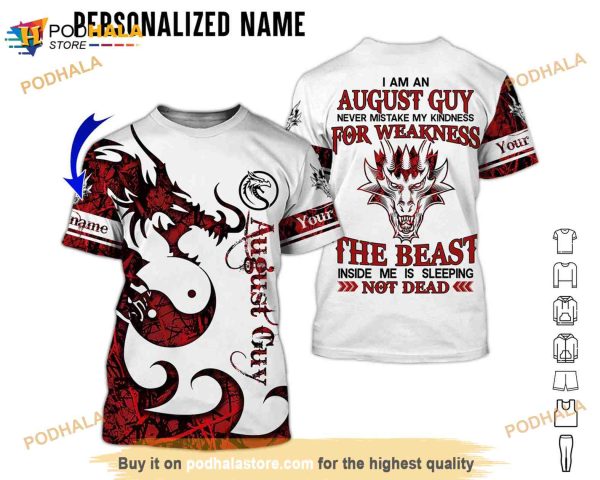 Personalized Name August Guy All Over Printed 3D Shirt