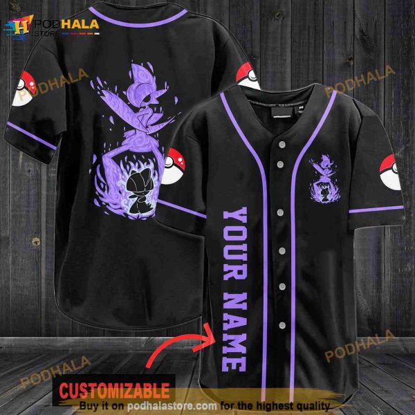 Personalized Name Awesome Purple Pokemon 3D Baseball Jersey