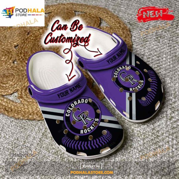 Personalized Name Baseball Crocs Crockies Baseball Logo Team Clog Shoes