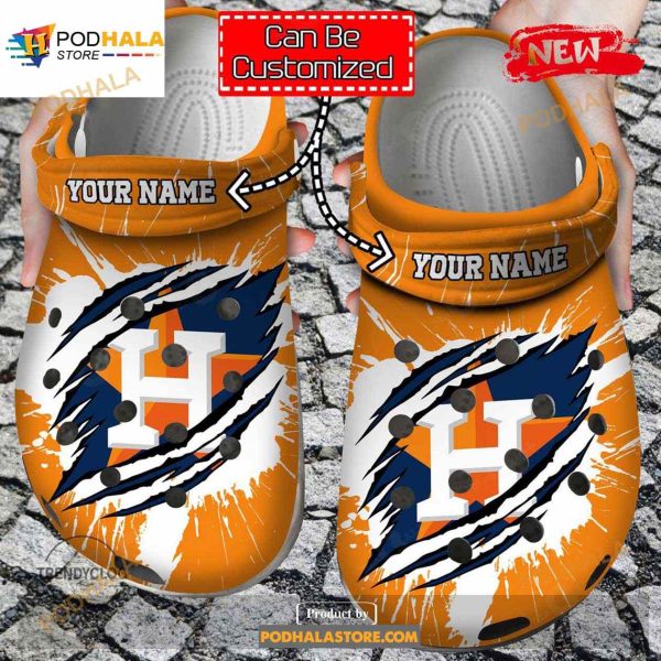 Personalized Name Baseball Crocs Hastros Ripped Claw Clog Shoes