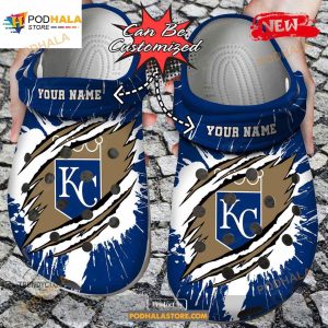 Personalized Name Baseball Crocs Kc-royals Ripped Claw Clog Shoes