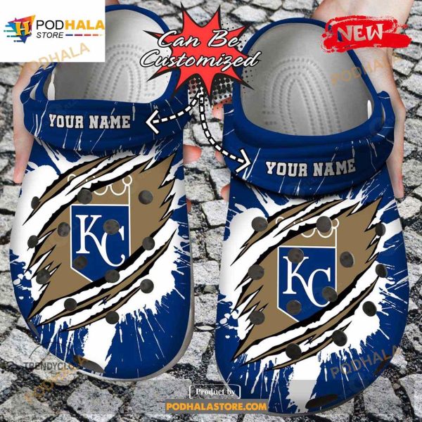 Personalized Name Baseball Crocs Kc-royals Ripped Claw Clog Shoes