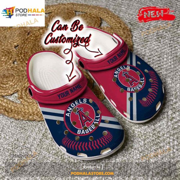 Personalized Name Baseball Crocs La Angels Baseball Logo Team Clog Shoes