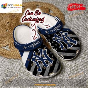 Personalized Name Baseball Crocs Ny Yankees American Flag Clog Shoes