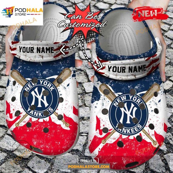 Personalized Name Baseball Crocs Ny Yankees Watercolor New Clog Shoes