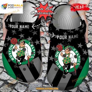 Personalized Name Basketball Crocs Bceltics Star Flag Clog Shoes