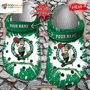 Personalized Name Basketball Crocs Bceltics Team Clog Shoes