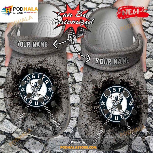 Personalized Name Basketball Crocs Sa Spurs Chain Breaking Wall Clog Shoes