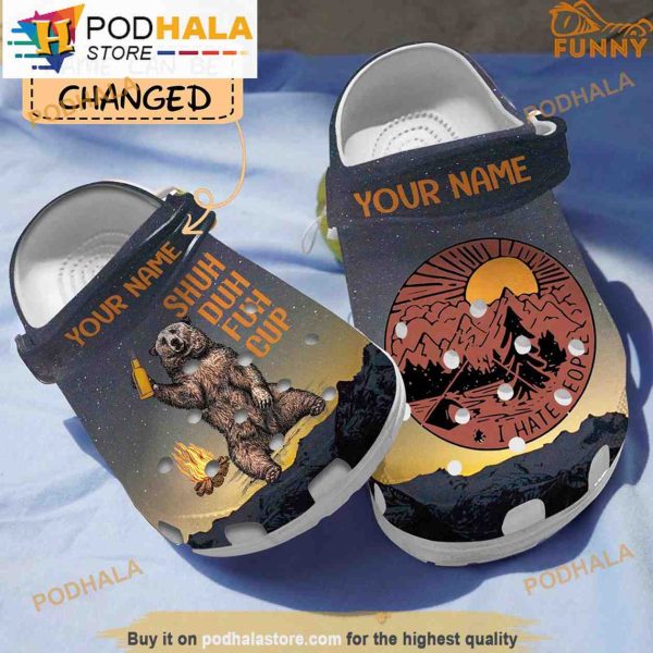 Personalized Name Bear 3D Crocs I Hate People