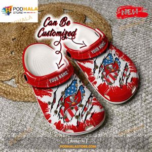Personalized Name Buccaneers Crocs Tb Buccaneers Football Ripped American Flag Clog Shoes
