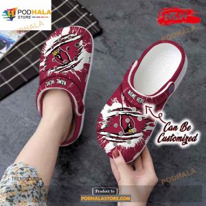 Personalized Name Cardinals Crocs Acardinals Football Ripped Claw Clog Shoes